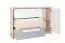 Jugendzimmer - Kommode Greeley 08, Farbe: Buche / Weiß / Platingrau - Abmessungen: 93 x 138 x 40 cm (H x B x T), mit 1 Tür, 3 Schubladen und 2 Fächern