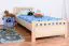 Kinderbett / Jugendbett Buche massiv Vollholz natur 109C, inkl. Lattenrost - 200 x 100 cm (L x B)