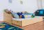 Einzelbett / Funktionsbett Kiefer massiv Vollholz natur 93, inkl. Lattenrost - Abmessung 90 x 200 cm