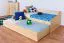 Einzelbett / Funktionsbett Kiefer massiv Vollholz natur 93, inkl. Lattenrost - Abmessung 90 x 200 cm