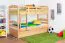 Etagenbett / Stockbett "Easy Premium Line" K19/h inkl. Liegeplatz und 2 Abdeckblenden, Kopf- und Fußteil mit Löchern, Buche Vollholz massiv Natur - Liegefläche: 90 x 200 cm (B x L), teilbar