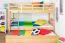 Etagenbett / Stockbett "Easy Premium Line" K19/h inkl. Liegeplatz und 2 Abdeckblenden, Kopf- und Fußteil mit Löchern, Buche Vollholz massiv Natur - Liegefläche: 90 x 200 cm (B x L), teilbar
