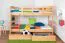 Etagenbett / Stockbett "Easy Premium Line" K19/n inkl. 2 Schubladen und 2 Abdeckblenden, Kopf- und Fußteil mit Löchern, Buche Vollholz massiv Natur - 90 x 200 cm (B x L), teilbar