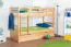 Etagenbett / Stockbett "Easy Premium Line" K20/h inkl. Liegeplatz und 2 Abdeckblenden, Kopf- und Fußteil gerade, Buche Vollholz massiv Natur - Liegefläche: 90 x 200 cm (B x L), teilbar