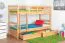 Etagenbett / Stockbett "Easy Premium Line" K20/n inkl. 2 Schubladen und 2 Abdeckblenden, Kopf- und Fußteil gerade, Buche Vollholz massiv Natur - Liegefläche: 90 x 200 cm, teilbar
