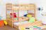 Etagenbett / Stockbett "Easy Premium Line" K21/h inkl. Liegeplatz und 2 Abdeckblenden, Kopf- und Fußteil gerundet, Buche Vollholz massiv Natur - Liegefläche: 90 x 200 cm, teilbar