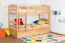 Etagenbett / Stockbett "Easy Premium Line" K21/h inkl. Liegeplatz und 2 Abdeckblenden, Kopf- und Fußteil gerundet, Buche Vollholz massiv Natur - Liegefläche: 90 x 200 cm, teilbar