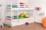 Etagenbett / Stockbett "Easy Premium Line" K18/h inkl. Liegeplatz und 2 Abdeckblenden, Kopfteil mit Löchern, Buche Vollholz massiv Weiß - Liegefläche: 90 x 200 cm, teilbar