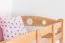 Etagenbett / Stockbett "Easy Premium Line" K18/n inkl. 2 Schubladen und 2 Abdeckblenden, Kopfteil mit Löchern, Buche Vollholz massiv Natur - Liegefläche: 90 x 200 cm, (B x L) teilbar