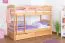 Etagenbett / Stockbett "Easy Premium Line" K18/n inkl. 2 Schubladen und 2 Abdeckblenden, Kopfteil mit Löchern, Buche Vollholz massiv Natur - Liegefläche: 90 x 200 cm, (B x L) teilbar