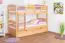 Etagenbett / Stockbett "Easy Premium Line" K19/h inkl. Liegeplatz und 2 Abdeckblenden, Kopf- und Fußteil mit Löchern, Buche Vollholz massiv Natur - Liegefläche: 90 x 200 cm (B x L), teilbar