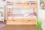 Etagenbett / Stockbett "Easy Premium Line" K19/h inkl. Liegeplatz und 2 Abdeckblenden, Kopf- und Fußteil mit Löchern, Buche Vollholz massiv Natur - Liegefläche: 90 x 200 cm (B x L), teilbar