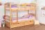 Etagenbett / Stockbett "Easy Premium Line" K19/n inkl. 2 Schubladen und 2 Abdeckblenden, Kopf- und Fußteil mit Löchern, Buche Vollholz massiv Natur - 90 x 200 cm (B x L), teilbar