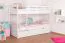 Etagenbett / Stockbett "Easy Premium Line" K18/h inkl. Liegeplatz und 2 Abdeckblenden, Kopfteil mit Löchern, Buche Vollholz massiv Weiß - Liegefläche: 90 x 200 cm, teilbar