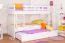 Etagenbett / Stockbett "Easy Premium Line" K19/h inkl. Liegeplatz und 2 Abdeckblenden, Kopf- und Fußteil mit Löchern, Buche Vollholz massiv Weiß - 90 x 200 cm (B x L), teilbar