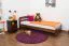 Kinderbett / Jugendbett Kiefer Vollholz massiv Nussfarben A7, inkl. Lattenrost - Abmessungen: 90 x 200 cm