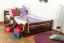 Einzelbett / Funktionsbett "Easy Premium Line" K4, inkl. 2 Schubladen und 1 Abdeckblende, 140 x 200 cm Buche Vollholz massiv dunkelbraun lackiert