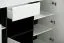 Wohnzimmer Komplett - Set C Idos, Farbe: Weiß / Weiß Hochglanz / Eiche Grau / Schwarz, mit Parsolglas, zwei Vitrinen, ein Wandregal, ein TV-Schrank, eine Kommode und ein Couchtisch