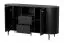 Kommode / Sideboard Annelin 10 in Schwarz, mit Dekorleisten, 81 x 150 x 40 cm, Soft Closing System, 5 cm lange Griffe aus Metall in Schwarzgold, 5 Fächer