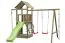 Spielturm S27, inkl. Wellenrutsche, Doppelschaukel-Anbau, Sandkasten mit Abdeckung und Kletterwand, 368 x 386 cm, Kinderspielturm, Kletterturm