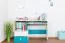 Jugendzimmer - Schreibtisch Aalst 23, Farbe: Eiche / Weiß / Blau - Abmessungen: 86 x 125 x 55 cm (H x B x T)