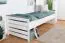 Jugendbett / Tagesbett massiv Hermann 01, Liegefläche 90 x 200 cm, inkl. Lattenrost und beige Kissen, Weiß gebleicht / Grau, stabil
