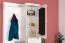Weiße Garderobe mit Spiegel Kiefer Vollholz 28A, 200 x 125 x 41 cm, mit 2 Schubladen, 6 Fächern, 5 Haken und 1 Ablage, inklusive Beleuchtung