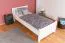 Weißes Einzelbett 107, Buche Massivholz, inkl. Lattenrost, Liegefläche 90 x 200 cm, schlichtes Gästebett, gut kombinierbar, einfacher und rascher Aufbau