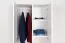 Weißer Kleiderschrank Kiefer Massivholz Junco 10B, 2-türig, 195 x 84 x 59 cm, mit 1 Schublade, 1 Kleiderstange und 4 Fächern, viel Stauraum