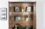Vitrine Selun 09, Farbe: Eiche Dunkelbraun / Grau - 197 x 90 x 43 cm (H x B x T)