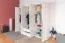 Drehtürenschrank / Kleiderschrank mit Rahmen Siumu 33, Farbe: Weiß / Weiß Hochglanz - 226 x 277 x 60 cm (H x B x T)