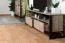 Hochwertiger TV-Schrank / TV-Möbel Bassatine 03, 2 Schubladen, 1 Tür, Eiche rustikal / Grau / Schwarz, Maße: 53 x 161 x 40 cm, zwei offene Fächer