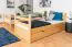 Etagenbett / Stockbett 90 x 200 cm "Easy Premium Line" K17/n inkl. 2 Schubladen und 2 Abdeckblenden, Buche Massivholz Natur lackiert, teilbar