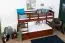Etagenbett / Stockbett 90 x 200 cm "Easy Premium Line" K17/n inkl. Liegeplatz und 2 Abdeckblenden, Buche Massivholz Dunkelbraun lackiert, teilbar