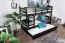 Etagenbett / Stockbett 90 x 200 cm "Easy Premium Line" K17/n inkl. Liegeplatz und 2 Abdeckblenden, Buche Massivholz Schokobraun lackiert, teilbar