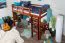 Hochbett 90 x 200 cm für Kinder, "Easy Premium Line" K22/n, Buche Massivholz kirschfarben, teilbar