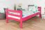 Hochbett 90 x 200 cm für Kinder, "Easy Premium Line" K22/n, Buche Massivholz rosa lackiert, teilbar