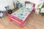 Hochbett 90 x 190 cm, "Easy Premium Line" K22/n, Buche Massivholz rosa lackiert, teilbar