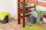 Hochbett 90 x 190 cm, "Easy Premium Line" K22/n, Buche Massivholz Dunkelbraun, teilbar