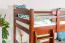 Hochbett 90 x 190 cm, "Easy Premium Line" K22/n, Buche Massivholz Dunkelbraun, teilbar