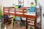 Hochbett 120 x 200 cm "Easy Premium Line" K23/n, Buche Massivholz Dunkelbraun lackiert, teilbar