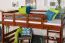 Hochbett 120 x 200 cm "Easy Premium Line" K23/n, Buche Massivholz Dunkelbraun lackiert, teilbar