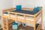 Hochbett 140 x 200 cm "Easy Premium Line" K23/n, Buche Massivholz Natur lackiert, teilbar