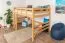 Hochbett 140 x 200 cm "Easy Premium Line" K23/n, Buche Massivholz Natur lackiert, teilbar