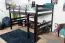 Hochbett 140 x 200 cm "Easy Premium Line" K23/n, Buche Massivholz Schokobraun lackiert, teilbar