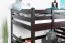 Hochbett 140 x 200 cm "Easy Premium Line" K23/n, Buche Massivholz Schokobraun lackiert, teilbar