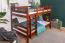Etagenbett / Stockbett 120 x 200 cm "Easy Premium Line" K24/n, Kopf- und Fußteil gerade, Buche Massivholz Dunkelbraun lackiert, teilbar