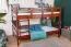 Etagenbett / Stockbett 120 x 200 cm "Easy Premium Line" K24/n, Kopf- und Fußteil gerade, Buche Massivholz Dunkelbraun lackiert, teilbar