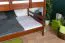Etagenbett / Stockbett 140 x 200 cm "Easy Premium Line" K24/n, Kopf- und Fußteil gerade, Buche Massivholz Dunkelbraun lackiert, teilbar
