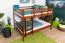 Etagenbett / Stockbett 140 x 200 cm "Easy Premium Line" K24/n, Kopf- und Fußteil gerade, Buche Massivholz Dunkelbraun lackiert, teilbar